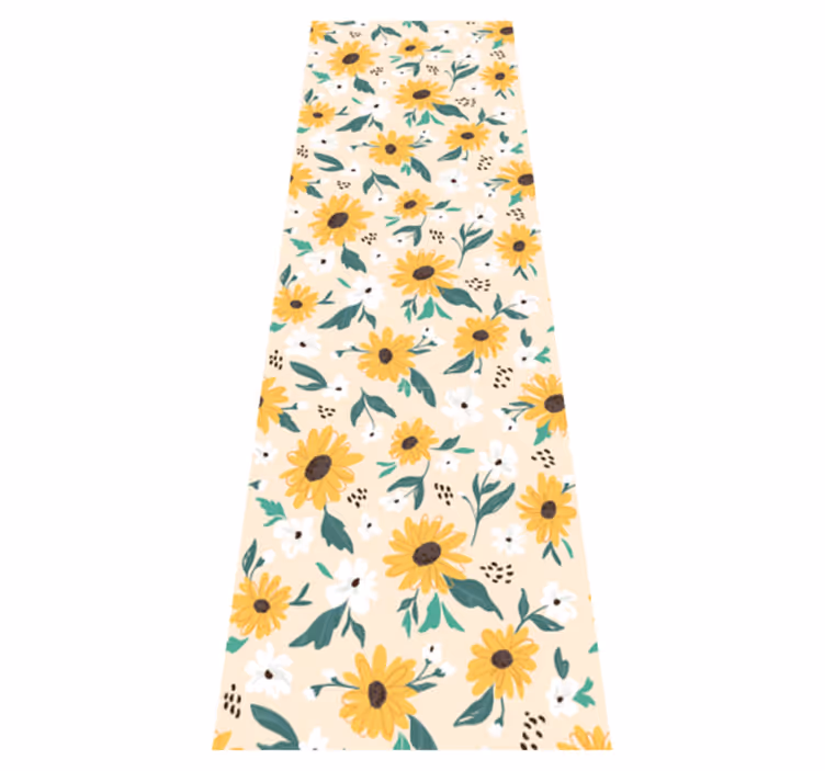 Hallway vinyl rug with sunflower beige background - TenStickers