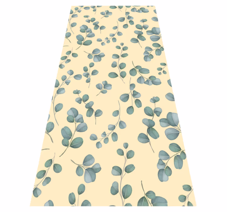 Beige vinyl rug eucalyptus leaf design - TenStickers