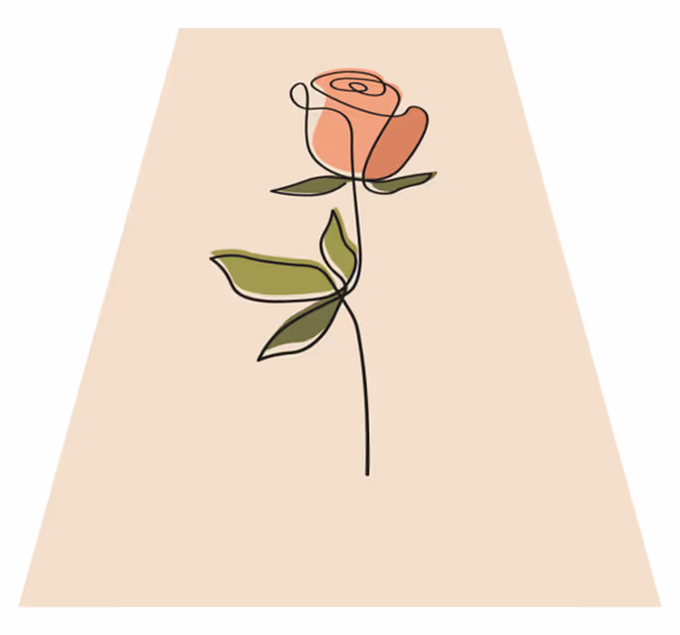 Beige vinyl rug with continuous line flower design - TenStickers