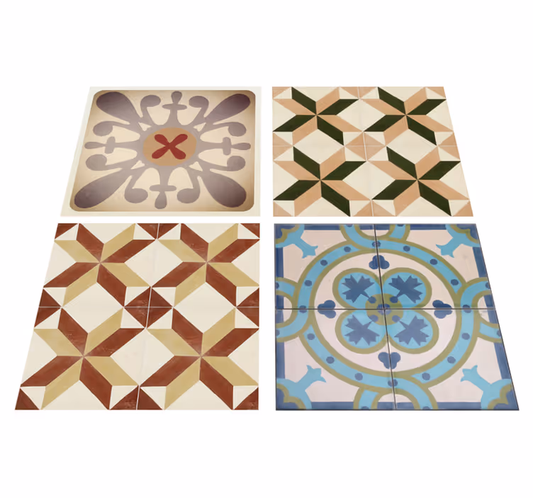 Beige vinyl rug with decorative hydraulic mosaic trim - TenStickers