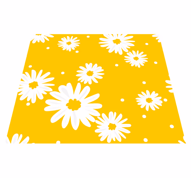 Yellow vinyl rug with daisy flowers on yellow background - TenStickers
