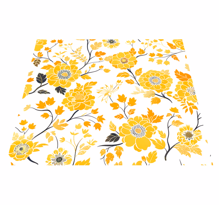 Yellow vinyl rug in japanese design style - TenStickers
