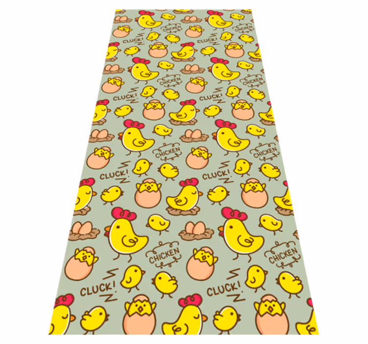 Yellow vinyl rug with cute chicken egg pattern 6 - TenStickers