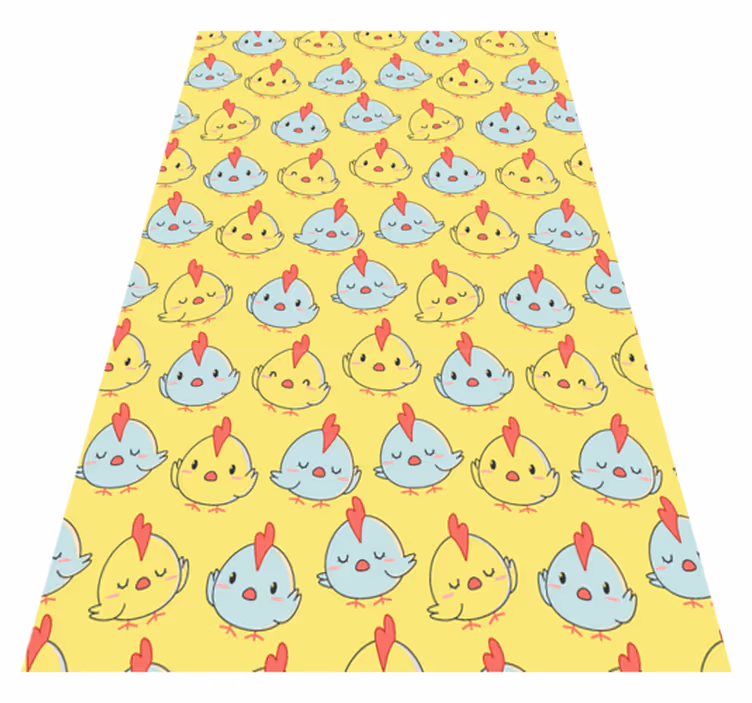 Yellow vinyl rug with baby chick pattern - TenStickers