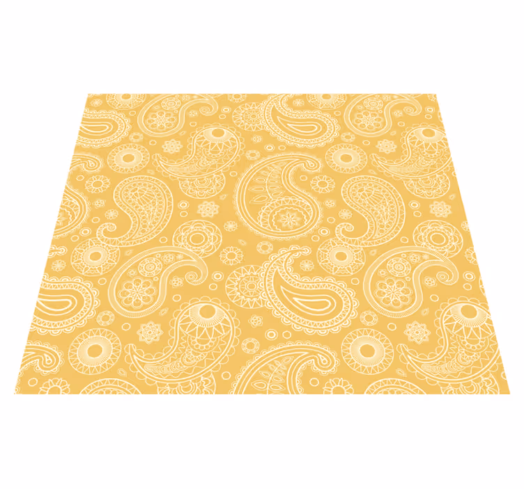 Yellow vinyl rug with arabic paisley design - TenStickers