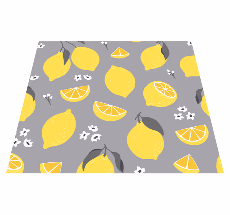 Yellow vinyl rug tropical lemon design - TenStickers