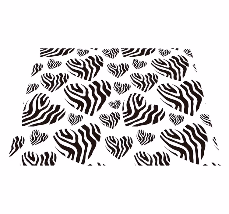 White vinyl rug with zebra heart print - TenStickers