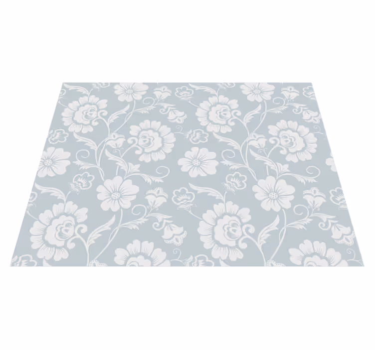 White vinyl rug with vintage floral design - TenStickers
