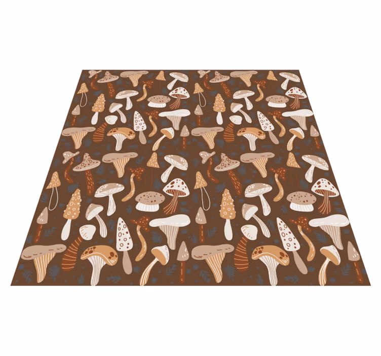 Brown vinyl rug with forest mushrooms design - TenStickers