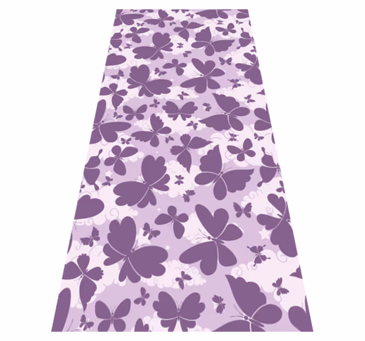 Purple vinyl rug with cloudy sky butterfly pattern - TenStickers