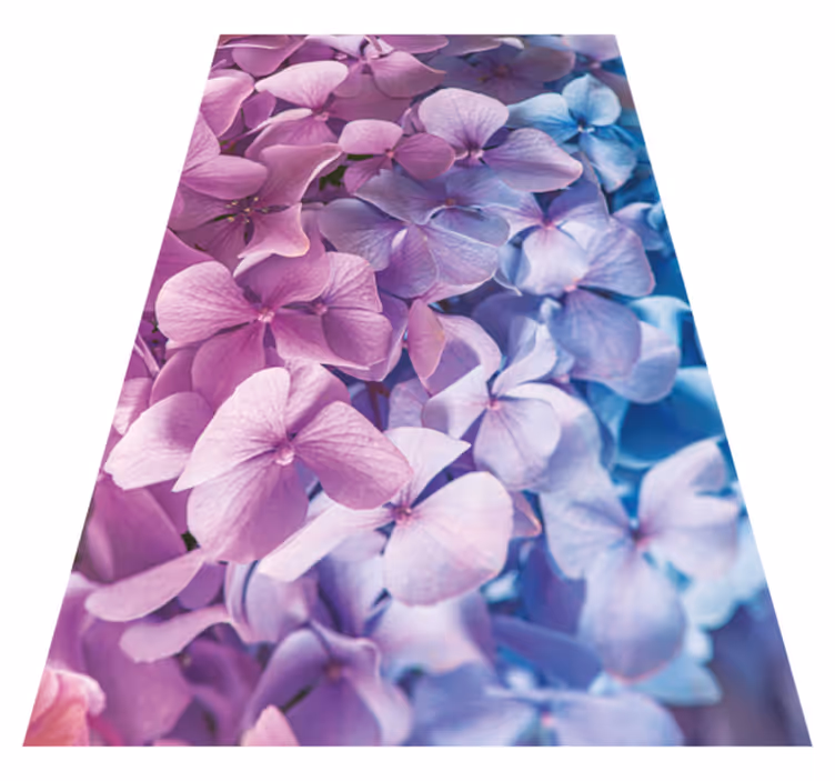Purple vinyl rug with assorted hydrangea blooms - TenStickers
