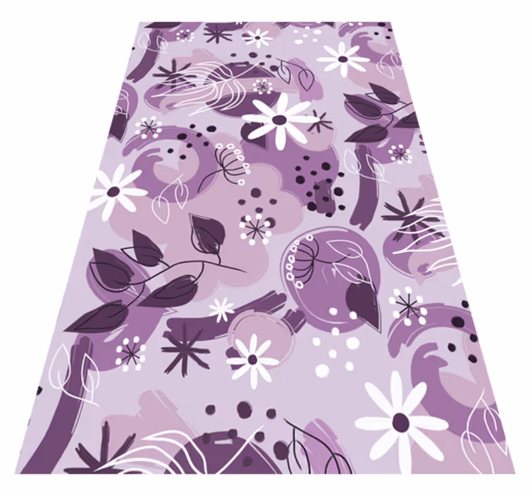 Purple vinyl rug with various purple blooms - TenStickers