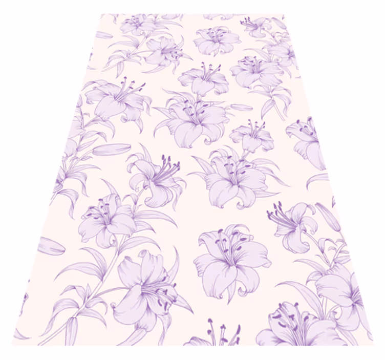 Purple vinyl rug with blooming lilies design - TenStickers