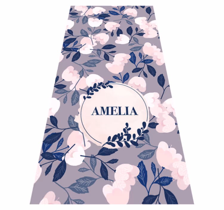 Purple vinyl rug with pastel hand-painted flowers - TenStickers