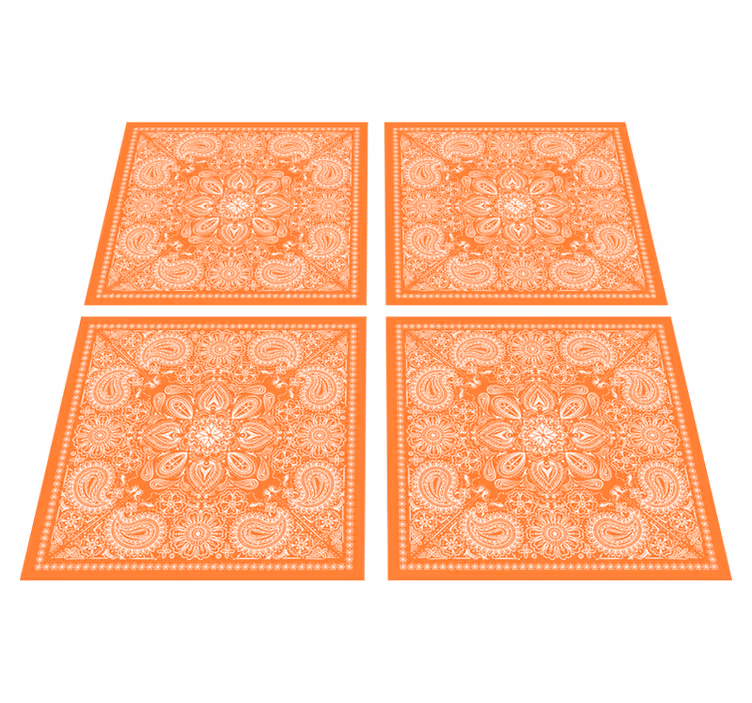 Orange vinyl rug in paisley pattern - TenStickers