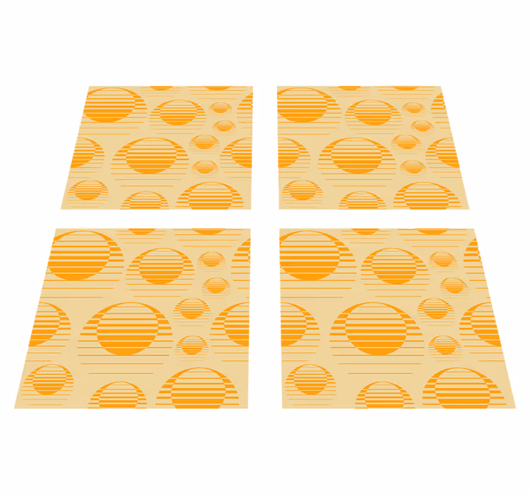 Orange vinyl rug retro sun design - TenStickers