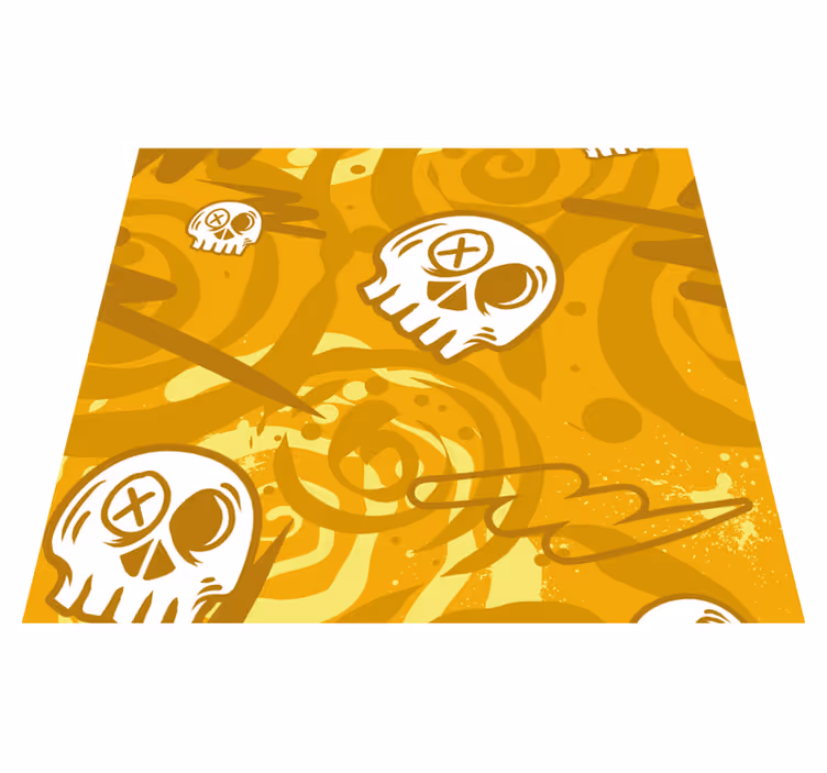 Orange vinyl rug with skull graffiti design - TenStickers