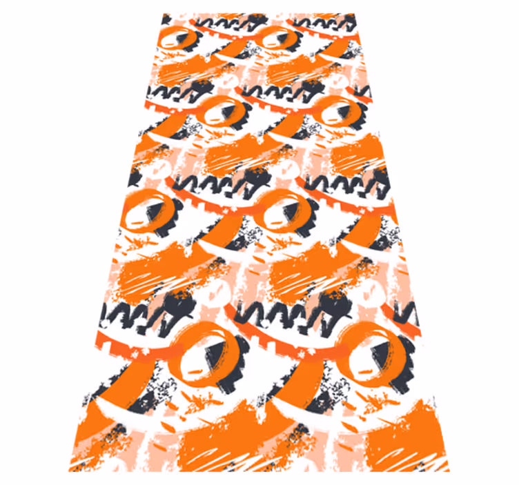 Orange vinyl rug in abstract orange watercolor strokes - TenStickers