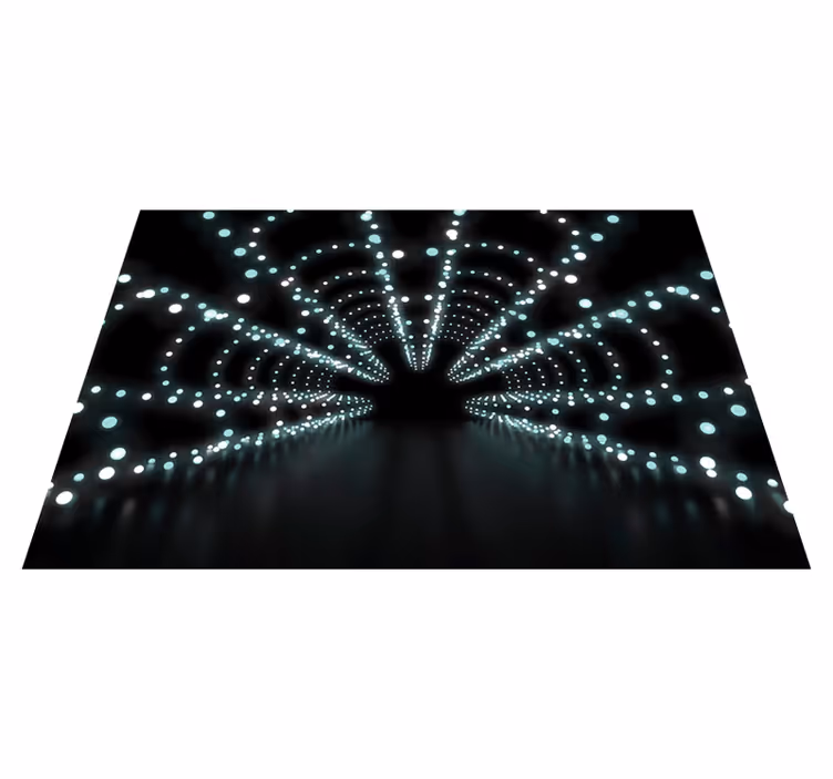 Black vinyl rug abstract light burst design - TenStickers