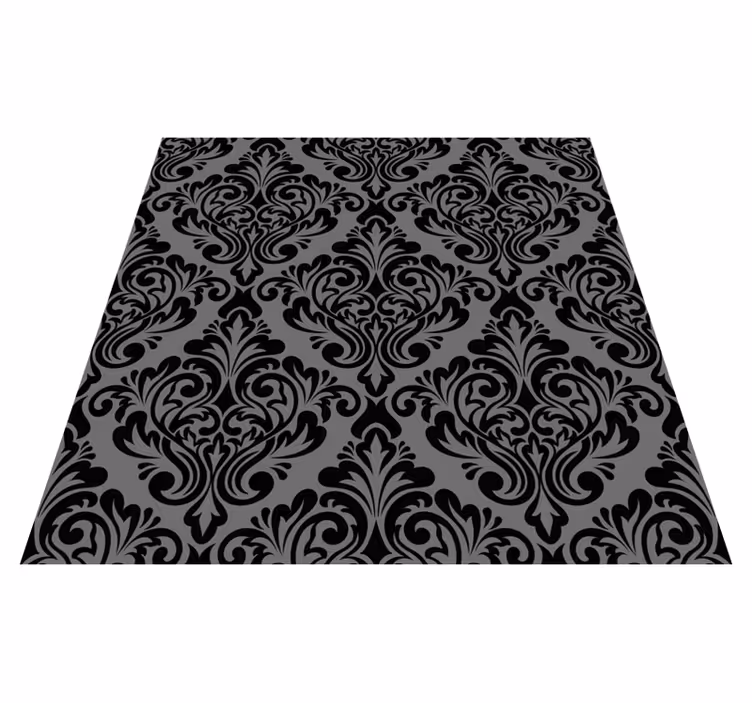 Black vinyl rug vintage black damask design - TenStickers
