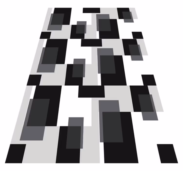 Black vinyl rug in black and white color blocks - TenStickers