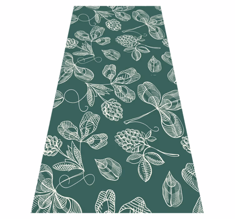 Green vinyl rug with green leaf doodle design - TenStickers