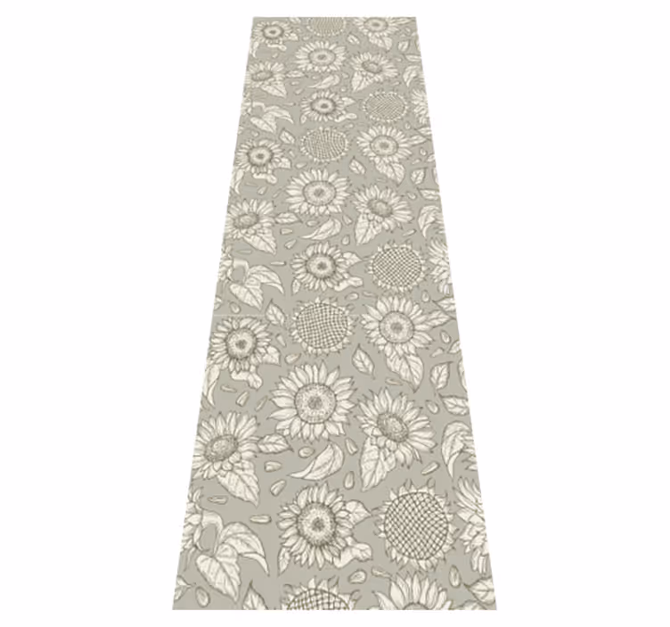 Gray sunflowers green vinyl rug - TenStickers