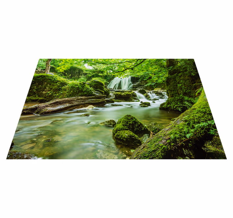 Green vinyl rug serene waterfall - TenStickers