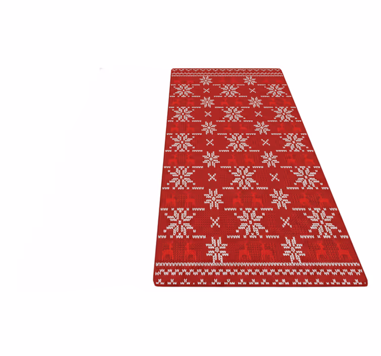 Red vinyl rug with traditional christmas pattern - TenStickers