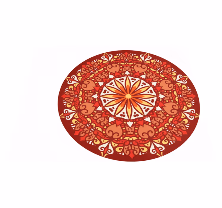 Red vinyl rug with luxury colorful mandala design - TenStickers