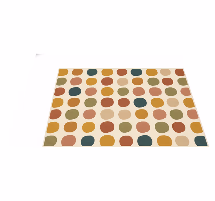 Red vinyl rug with bohemian colored dots pattern - TenStickers