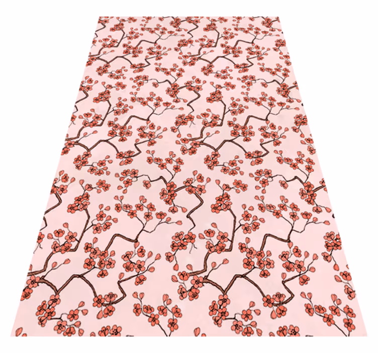 Pink vinyl rug in cherry blossom design - TenStickers