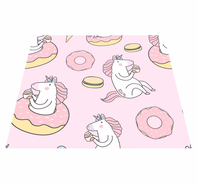 Pink vinyl rug with unicorn wallpaper design - TenStickers