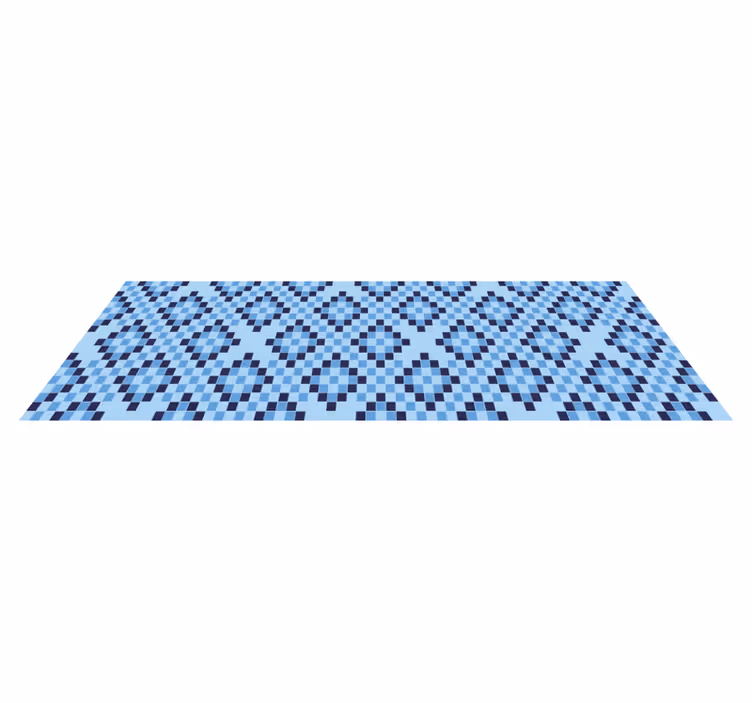 Geometric Blue Pixel Pattern geometric vinyl rug - TenStickers