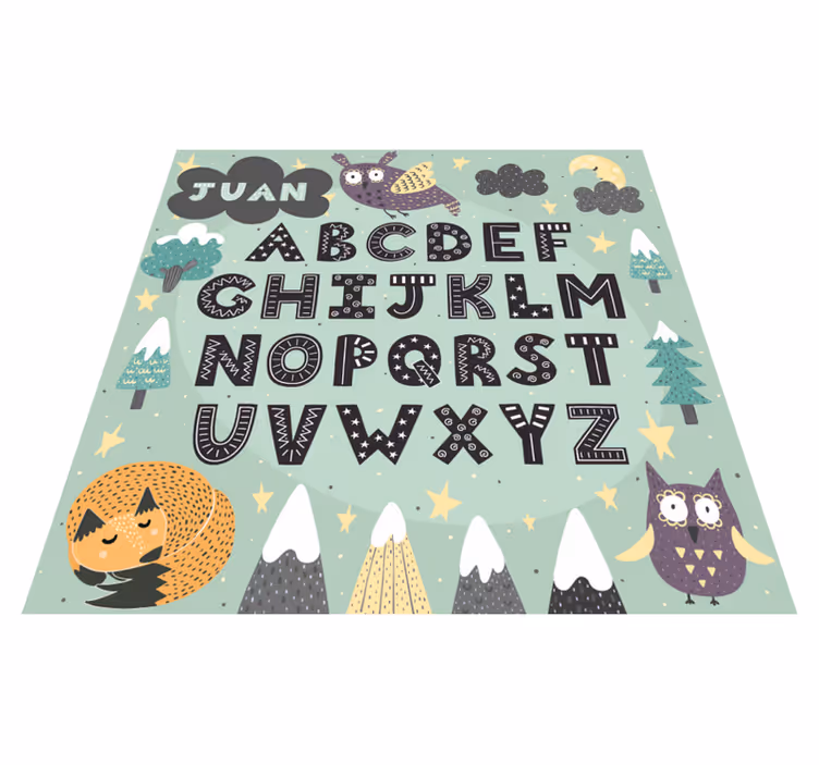 Animal Alphabet Vinyl rug with Name - TenStickers