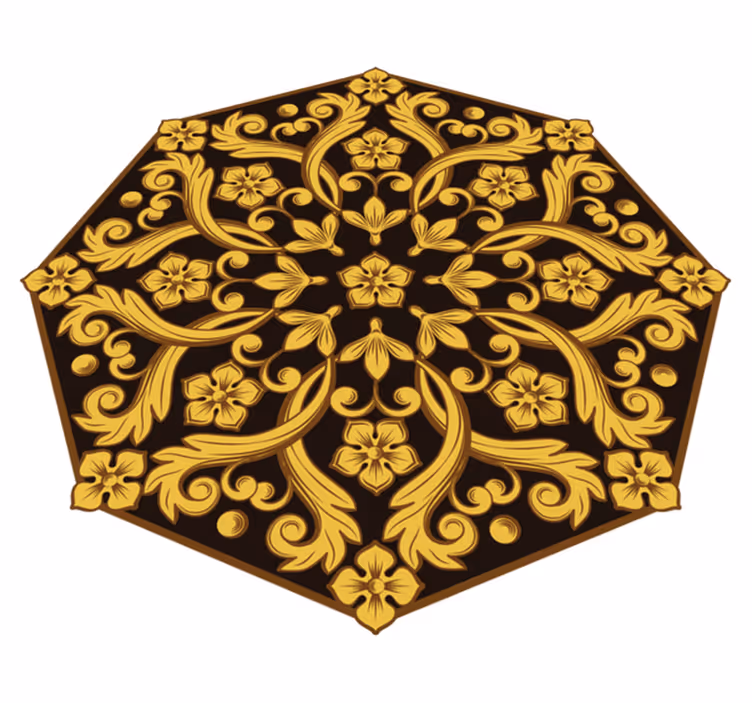 Baroque Foliage Symmetry bedroom vinyl rug - TenStickers
