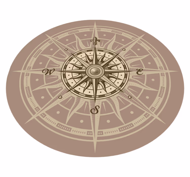 Wonderful round vintage compass vinyl rug - TenStickers