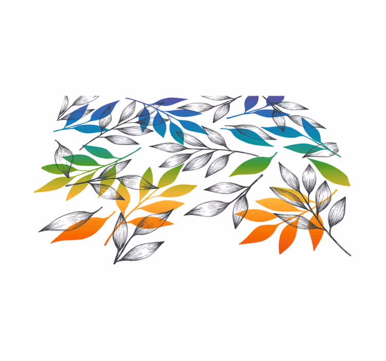 Rainbow leaves modern vinyl rug - TenStickers