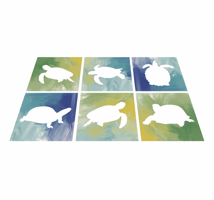 Colorfull turtle pack tile animal vinyl rug - TenStickers