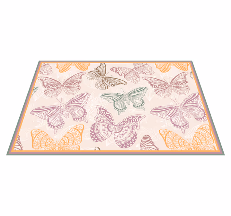 Colored ornamental butterflies animal rug - TenStickers