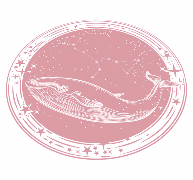 pink whale with stars kids vinyl rug - TenStickers