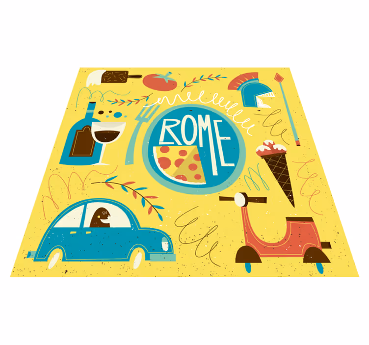 Rome Theme Illustration alphabet vinyl rug - TenStickers