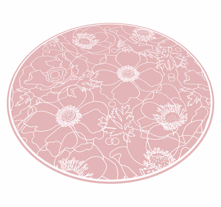 Floral Outline Motif flower vinyl rug - TenStickers