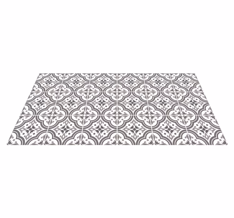 grey tiles and flowers tile carpet - TenStickers