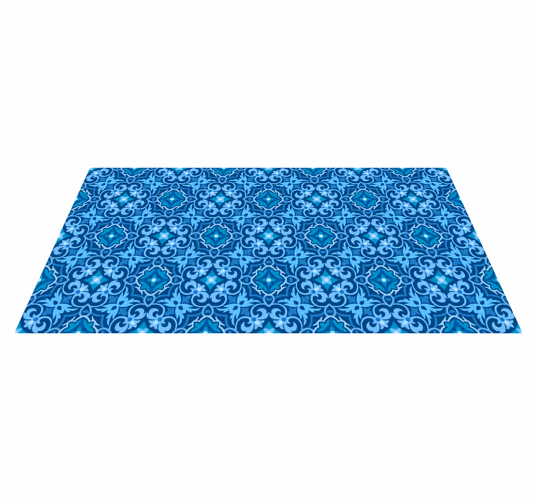 Ornamental Blue Pattern tile vinyl rug - TenStickers