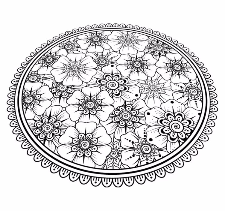 Mandala Floral Pattern mandala vinyl rug - TenStickers