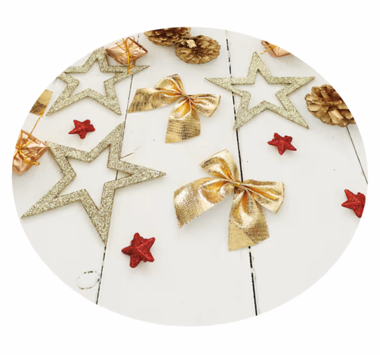 Stars and Bows Christmas Vinyl Rug - TenStickers