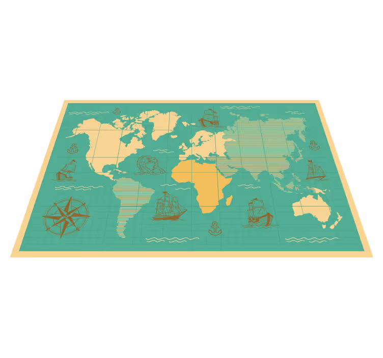 Nautical Exploration Map world map vinyl rug - TenStickers