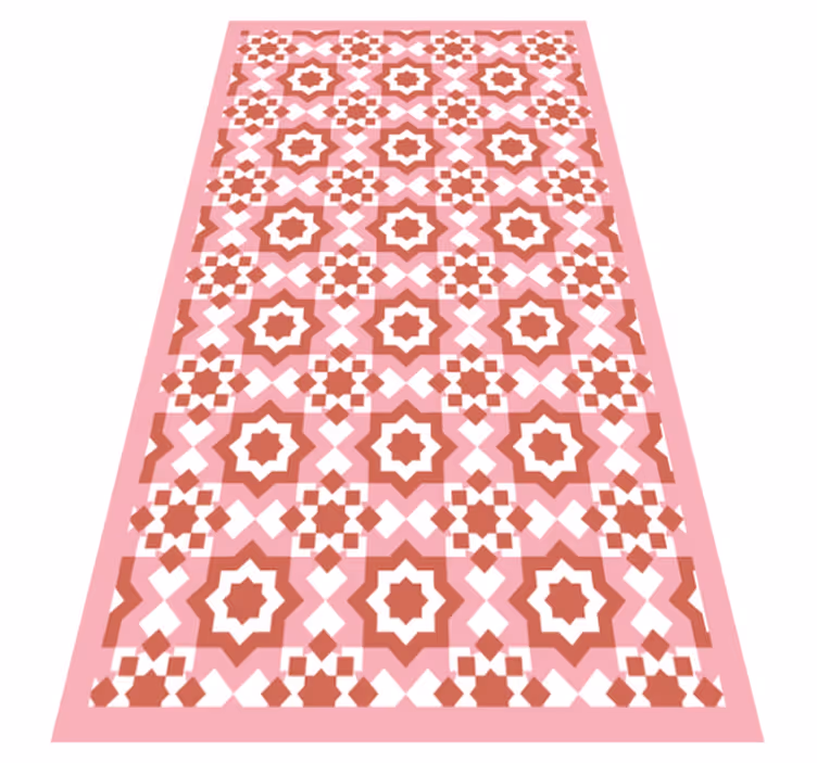 kitchen vinyl rug red squares tile carpet - TenStickers