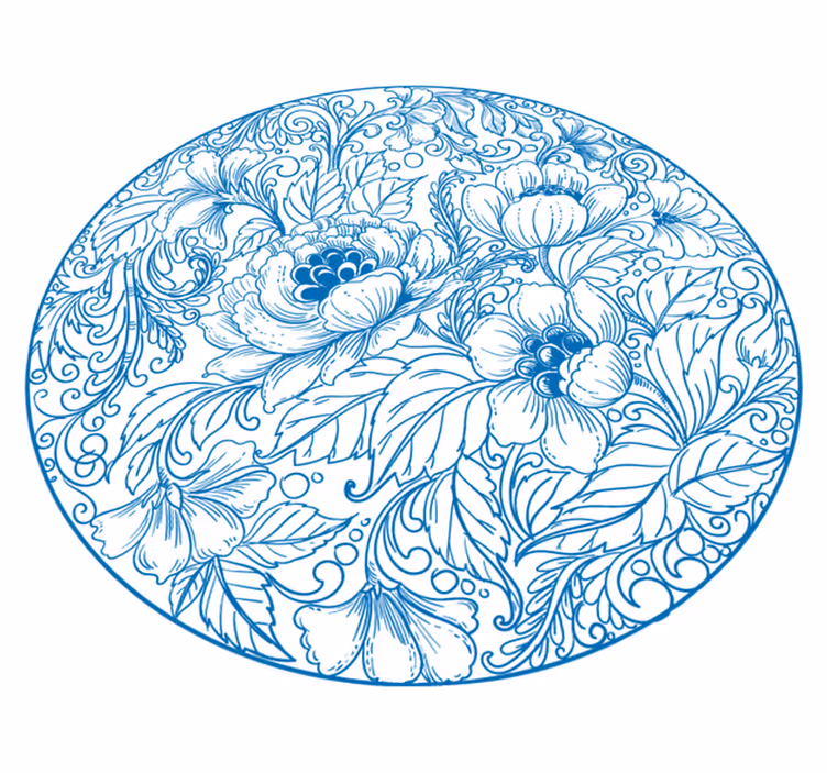 Floral Pattern Round flower vinyl rug - TenStickers